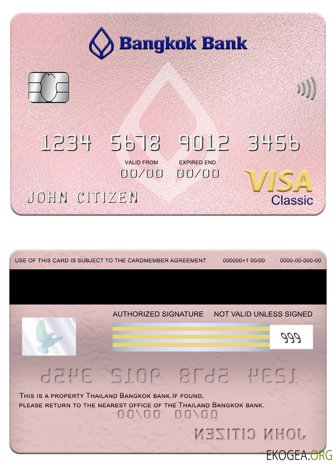 Carte classique de visa bancaire Thaïlande Bangkok